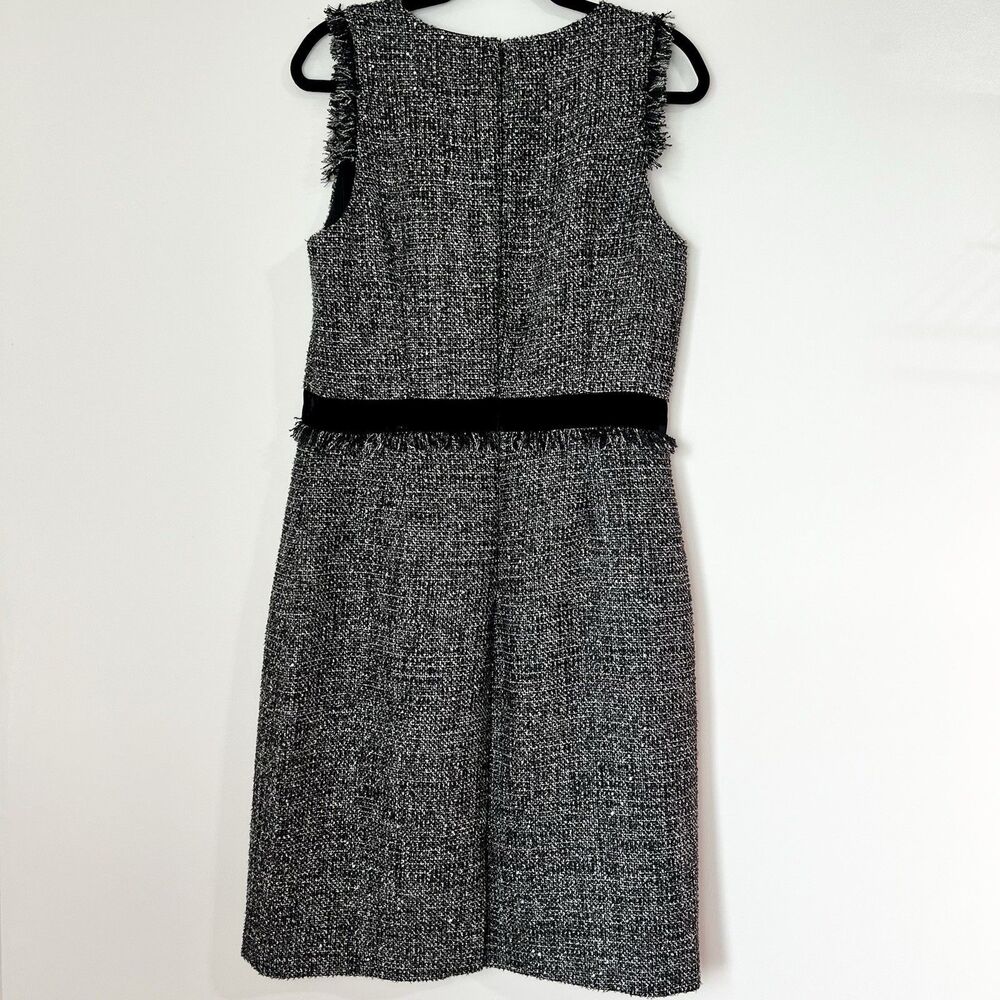 J. Crew Sparkling Constellation Sheath Dress Black Metallic Tweed Sz 12T Tall - Picture 5 of 13
